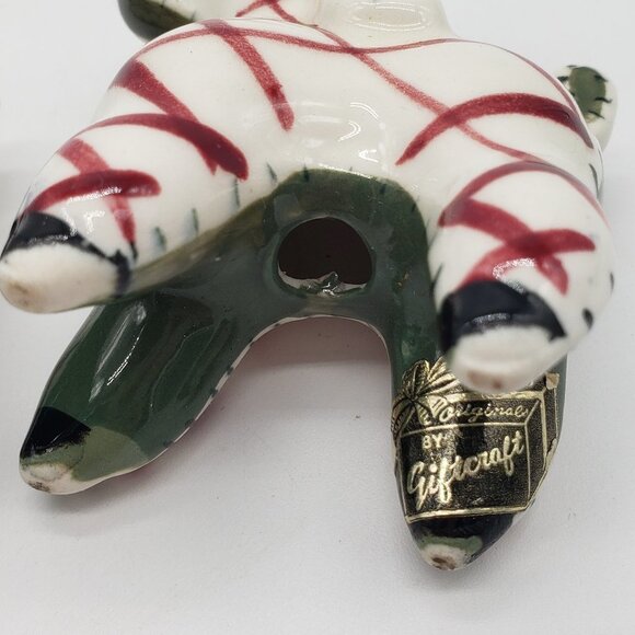 Napco 1970s Patchwork Green White Red Dog Salt and Pepper Shakers - Picture 10 of 10